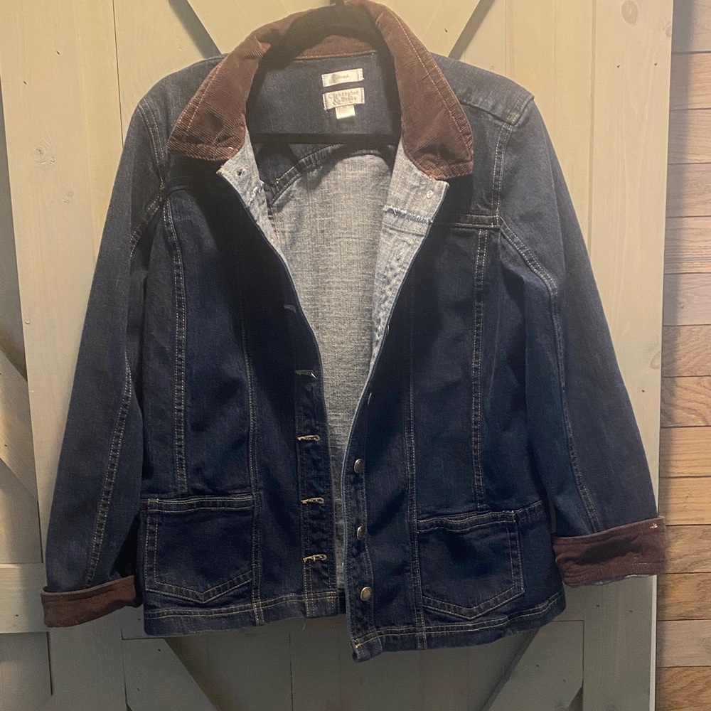 Christopher & Banks women’s Barn Jacket with Brown Corduroy Collar and cuffs